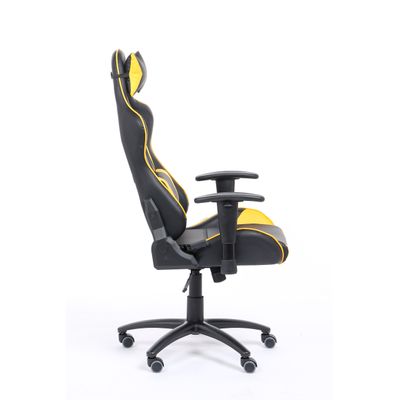 Fauteuil gamer SPORTING - accoudoirs réglables - noir et jaune