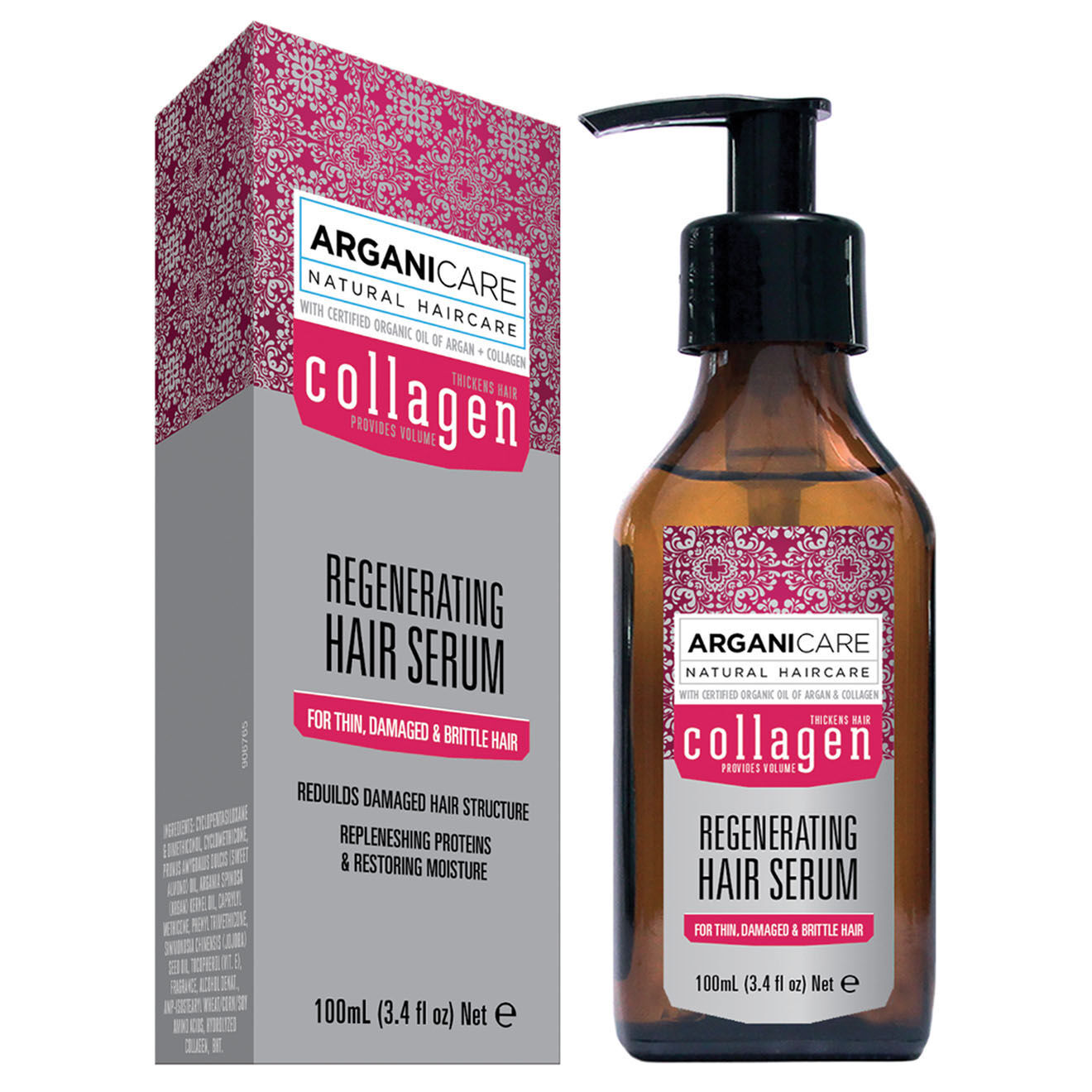 Arganicare Sérum régénérant Argan et Collagène cheveux fins et dévitalisés -  100 ml