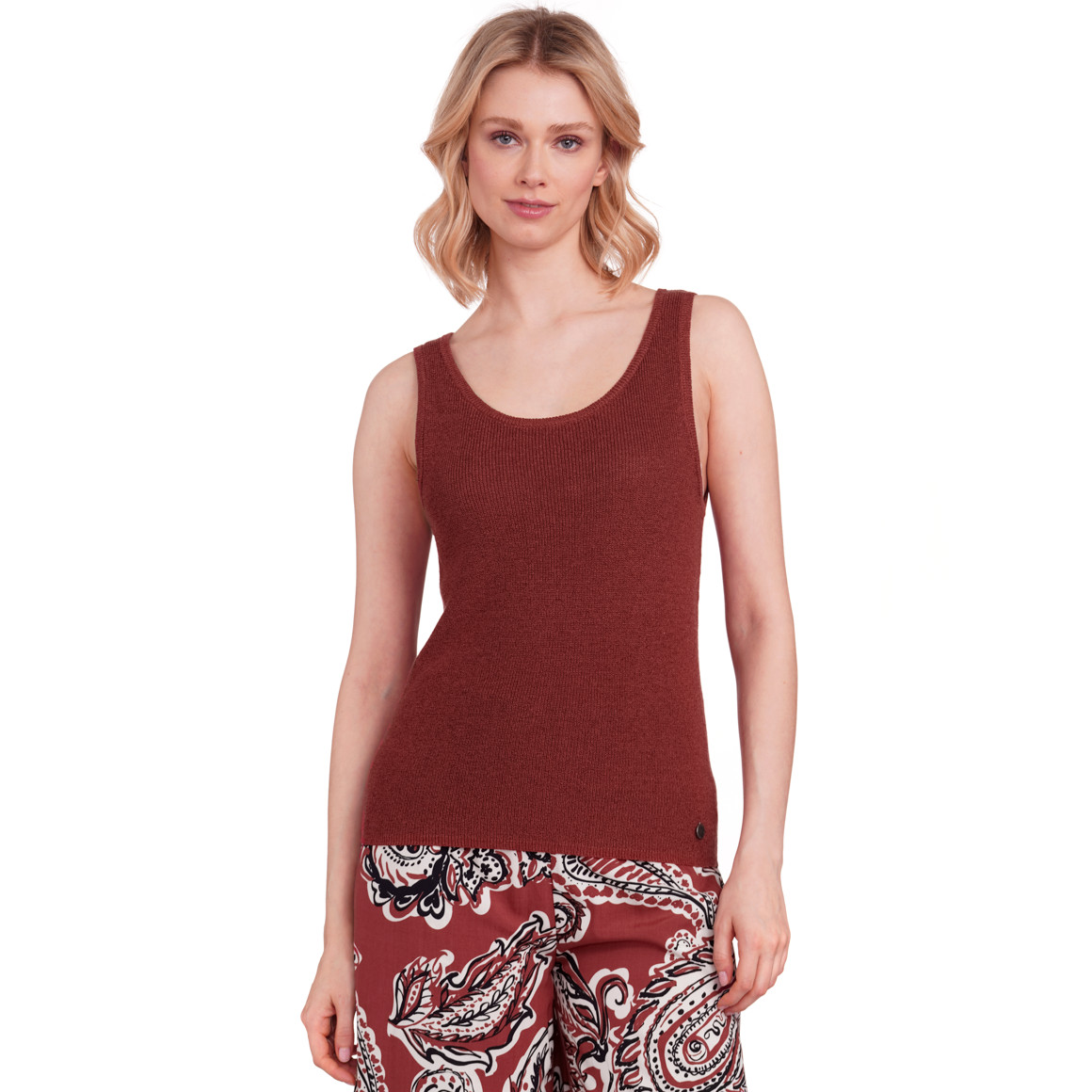 Gina Collection Damen Top mit Effektgarn dunkelrot