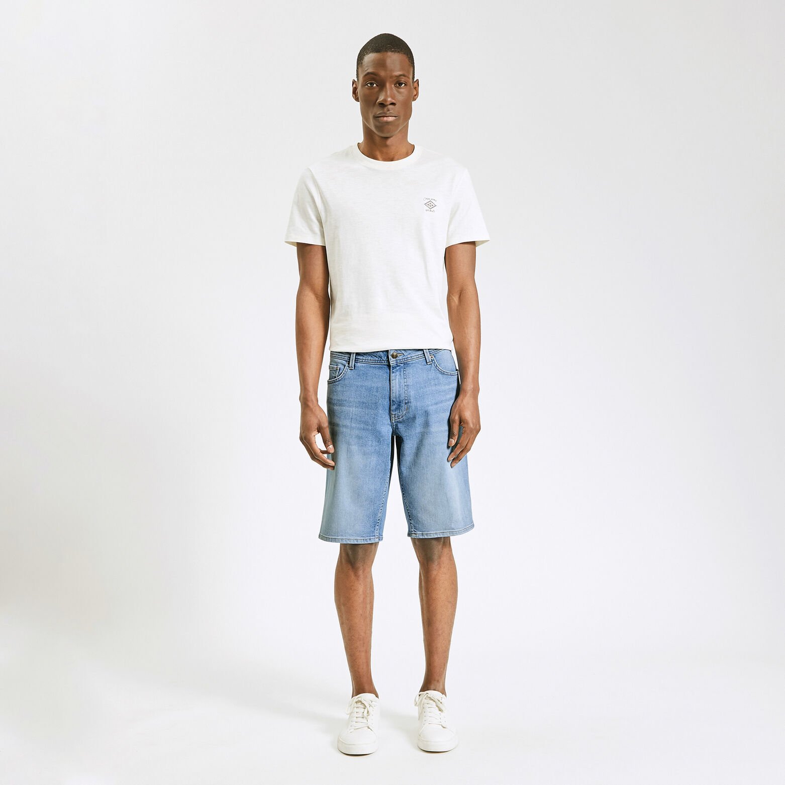 Bermuda en jean en coton recyclé Bleu moyen