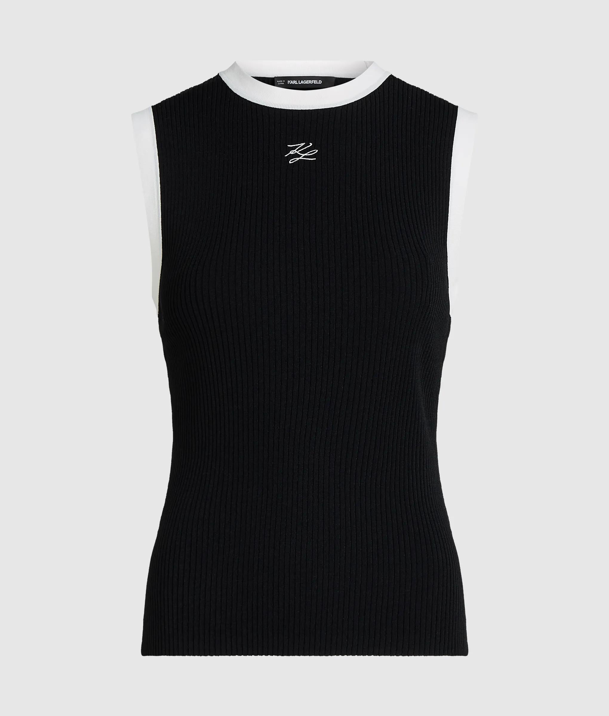 Zwart-wit gebreide tanktop