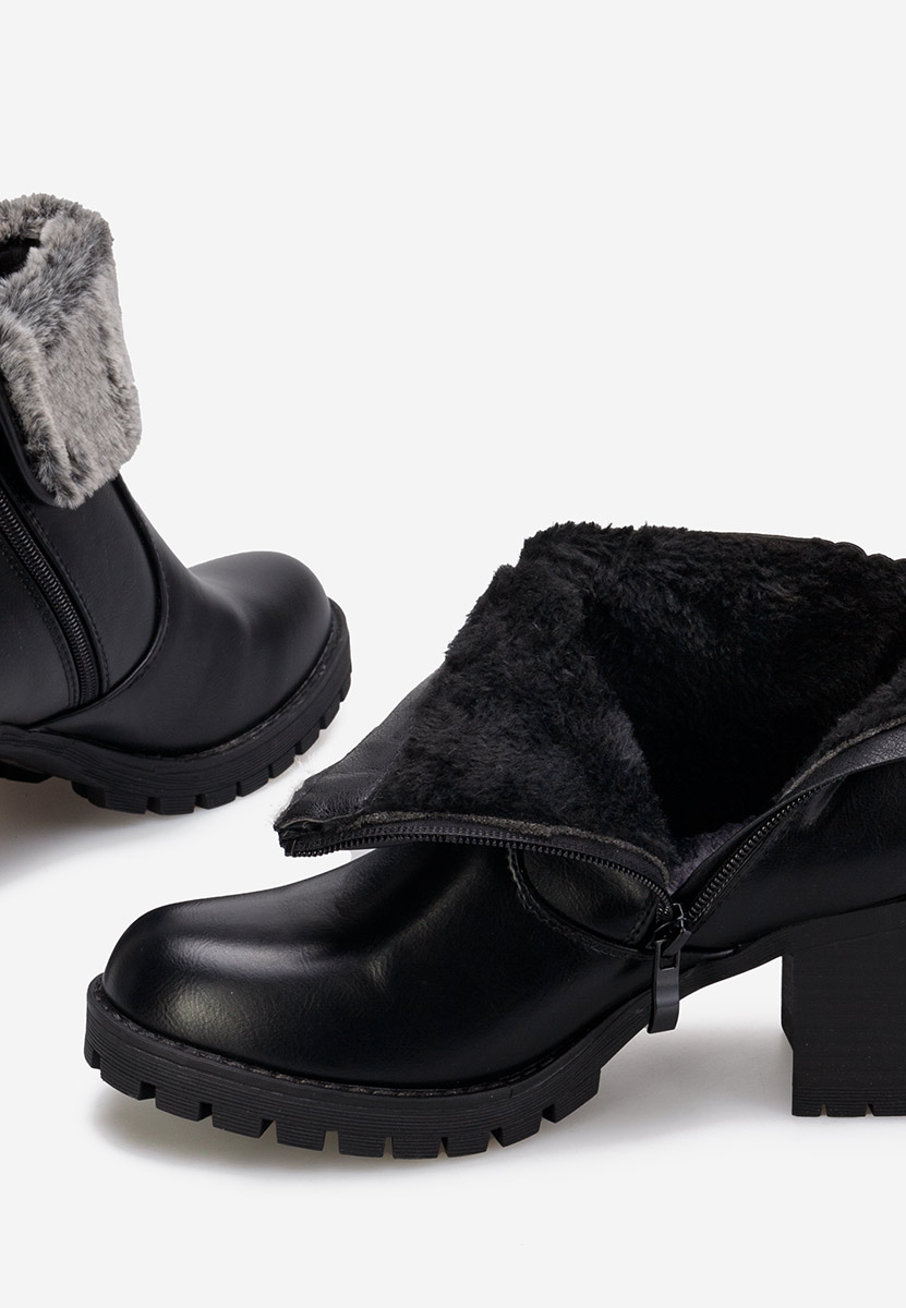 Bottines à gros talon noires Valla