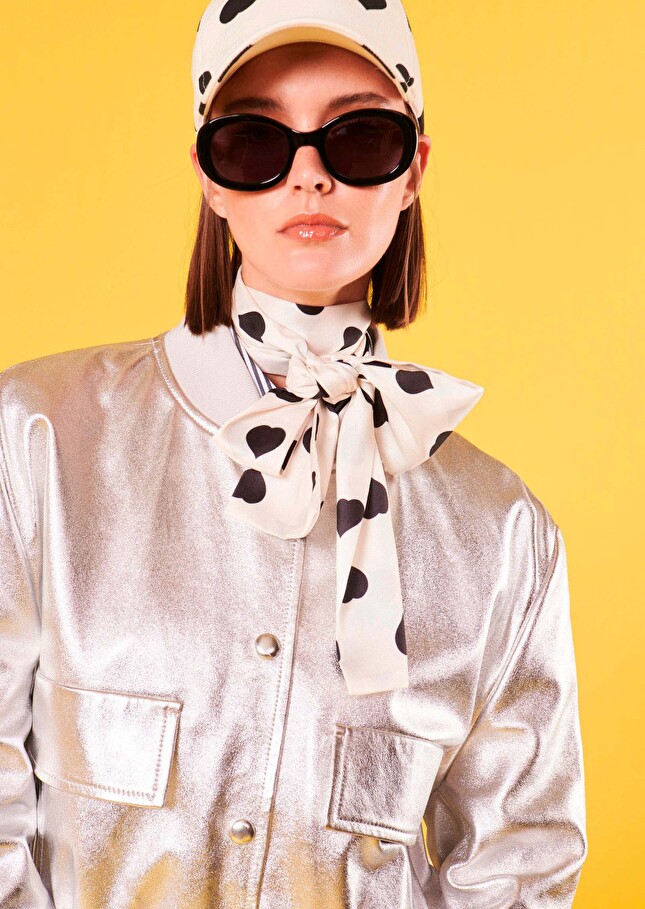 Veste Valmaen cuir argent