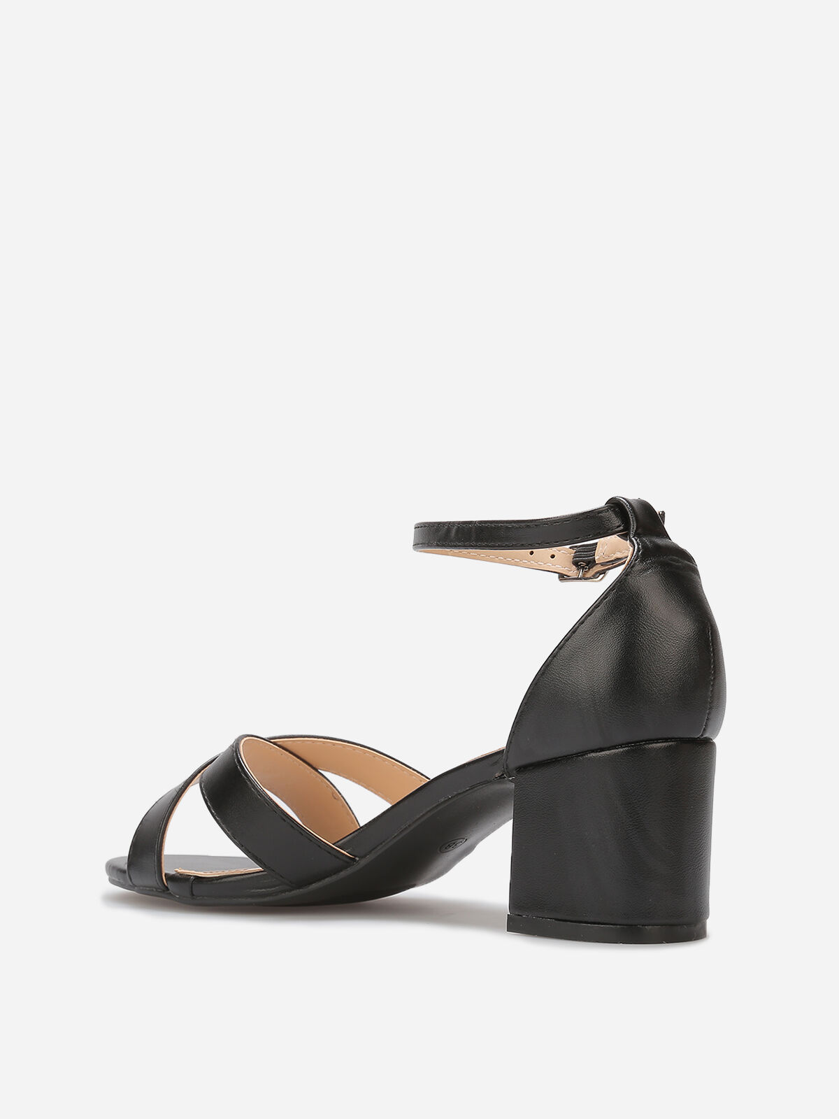 Sandales à talon et brides croisées- Noir