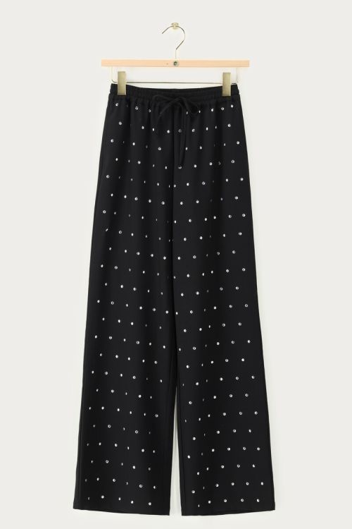 Zwarte pantalon met zilverkleurige studs