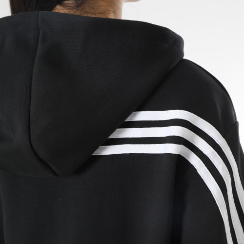 Sweat Zippé Capuche A Bandes HT4715 Noir
