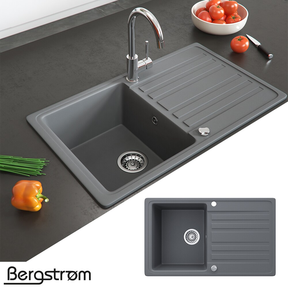 Granit Spüle Küchenspüle Einbauspüle Auflage Spülbecken Küche reversibel Grau