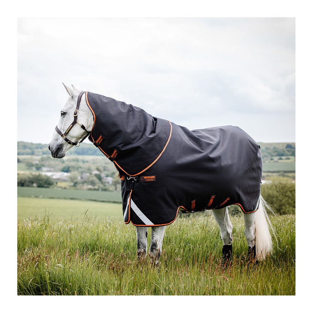 Horseware RAMBO SUPREME 1680D 200G - Couverture de paddock + couvre-cou black/orange/tan/brown