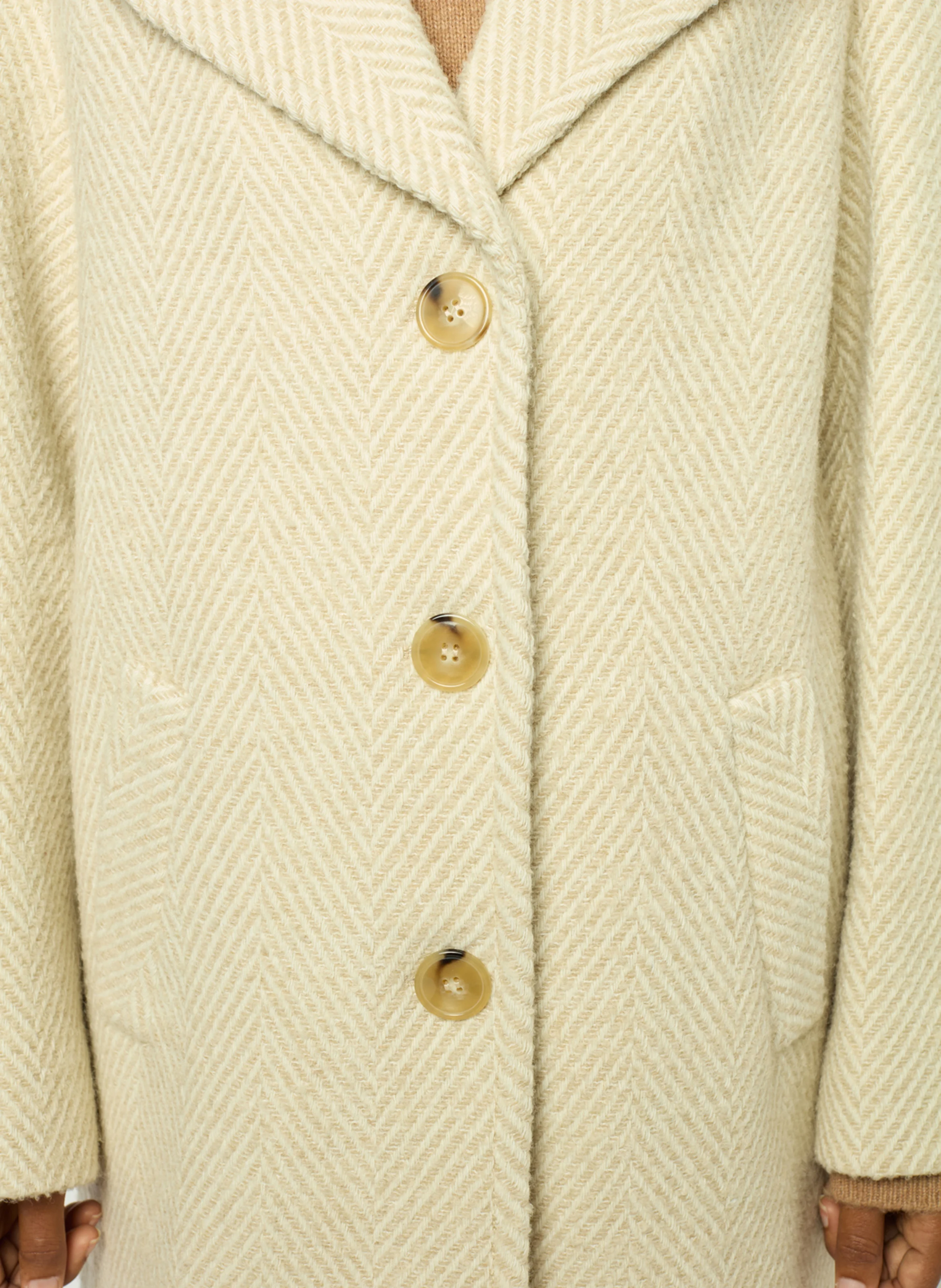 LEONETTE - Manteau droit col tailleur en laine mélangée | Beige