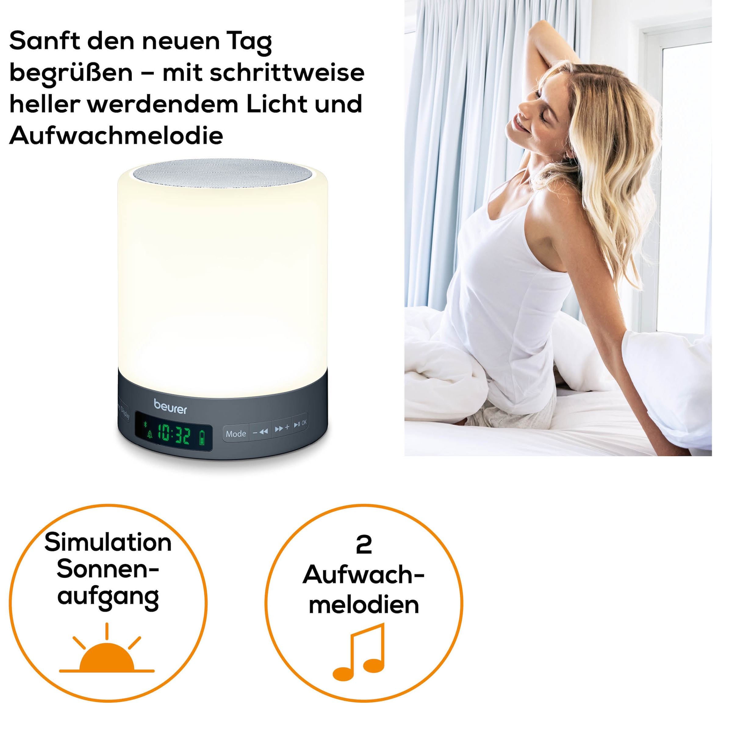 BEURER Tageslichtwecker »WL 50 Lichtwecker, simuliert den Sonnenaufgang für sanftes Aufwachen« Mit farbigem Stimmungslicht, mit Radiofunktion und optionalem Weckton