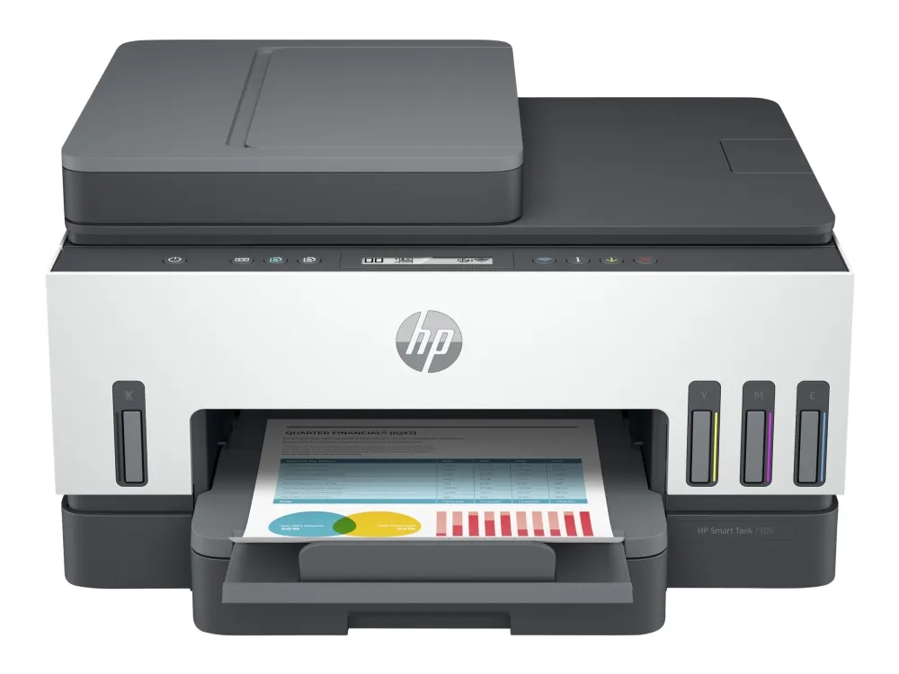 HP Smart Tank 7305 All-in-One - Multifunktionsprinter - farve - blækprinter - kan genopfyldes - Letter A (216 x 279 mm)/A4 (210 x 297 mm) (original) - A4/Legal (medie) - op til 13 spm (kopiering) - op til 15 spm (udskriver) - 250 ark - USB 2.0, LAN,