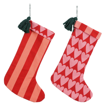 Kerstsokken rood/roze