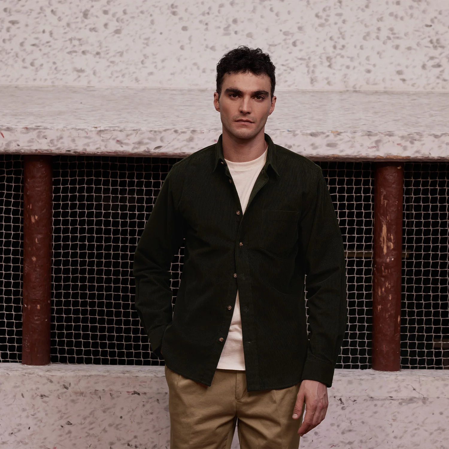 Fir green velvet shirt