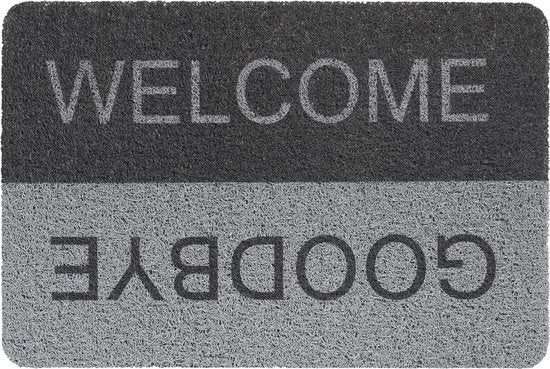 HQ Hamat deurmat Curly Welcome Goodbye grijs 60 x 40 cm