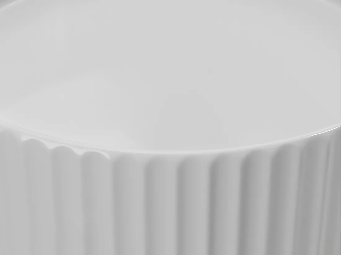 Vasque à poser en céramique striée ronde - Blanc brillant - 36 cm - PEDARA