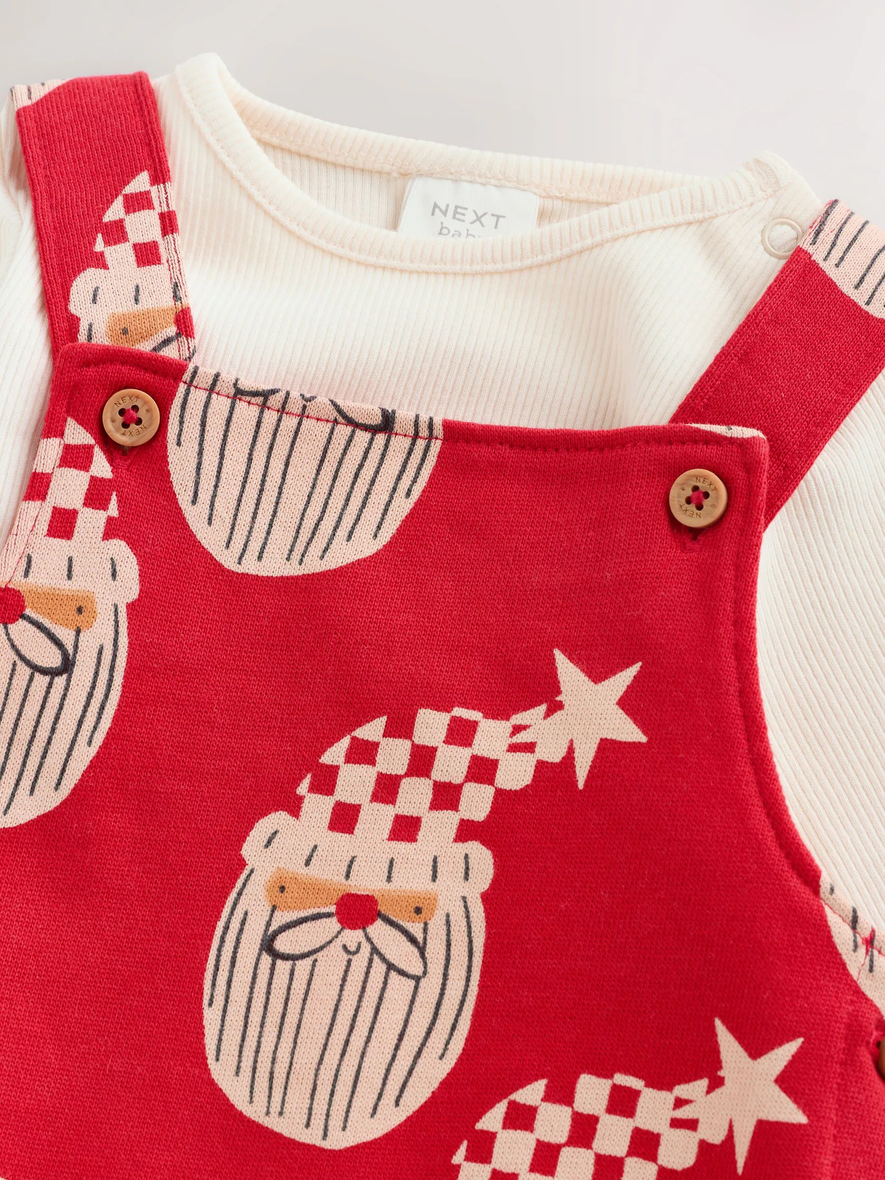 Rode kerstman - All-over Print Kerstmis Baby bretelbroekenset (0mnd-3jr)