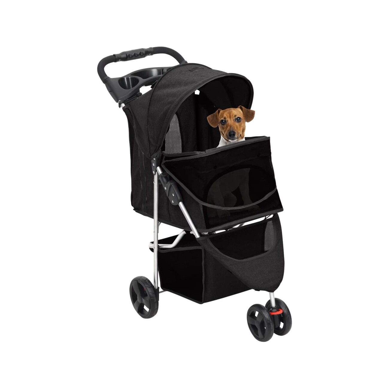 VidaXL Hundewagen 80x46x98cm (L x B x H) schwarz