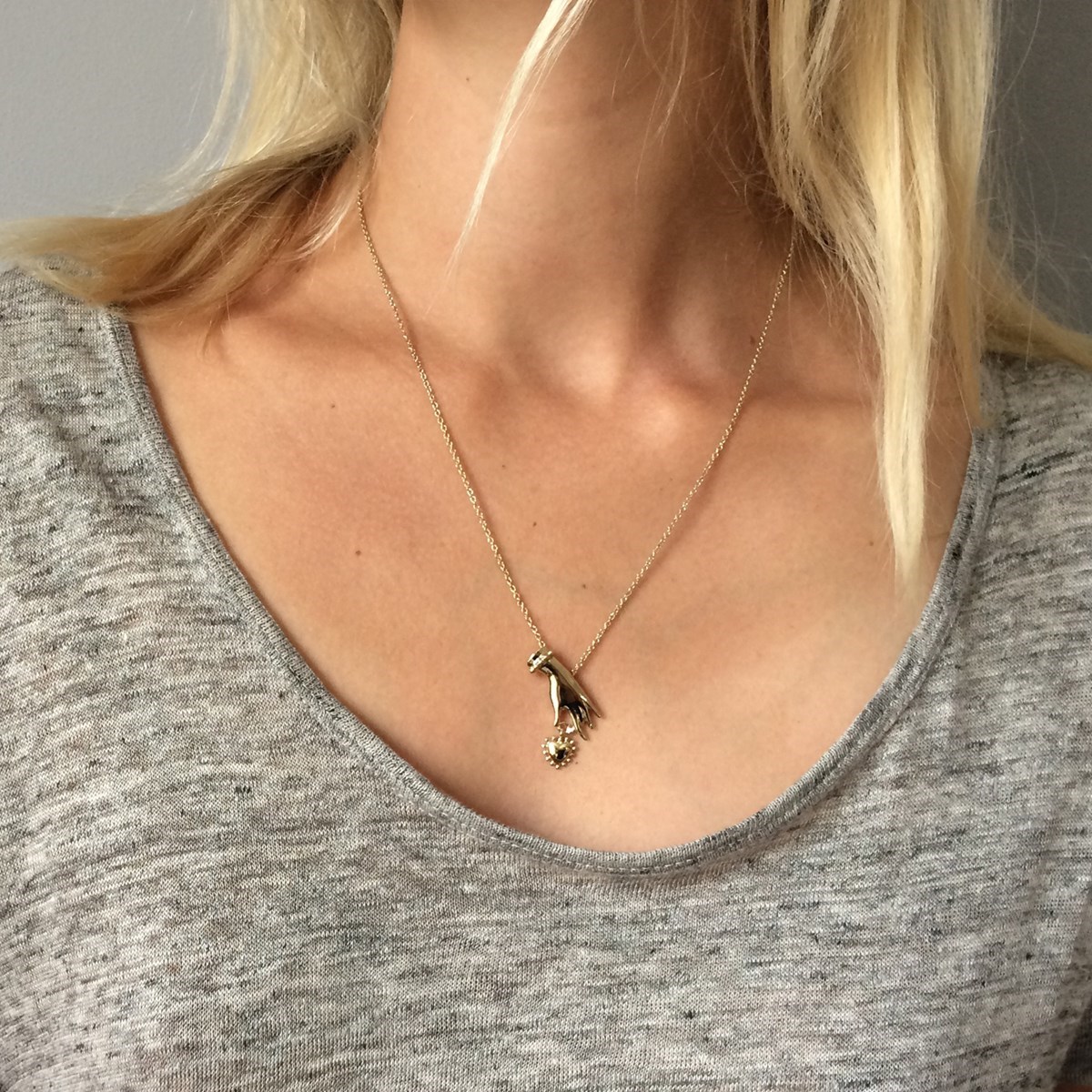 Collier vermeil coeur et main
