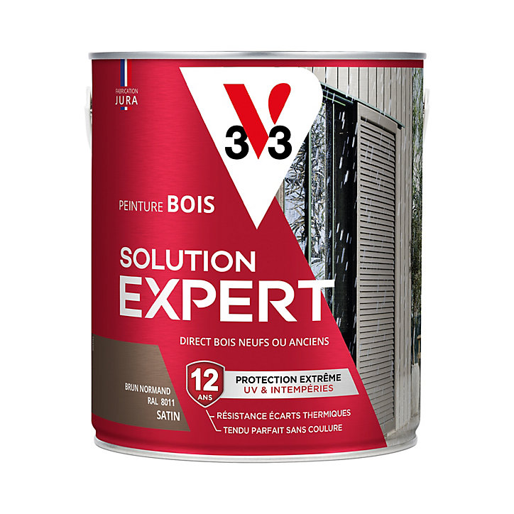 Peinture extérieure bois Solution expert brun normand satin V33 2,5L