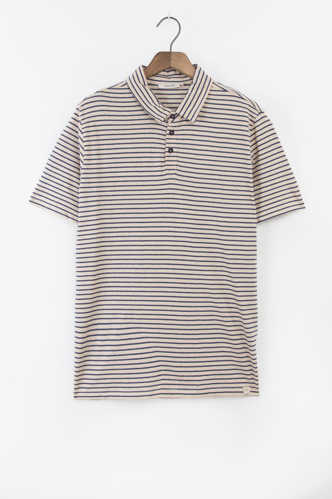 Off-white jersey polo met strepen