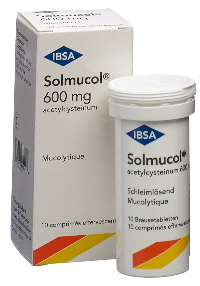 SOLMUCOL Brausetabl 600 mg Ds 10 Stk<br>10 Stück, Dose, Brausetablette