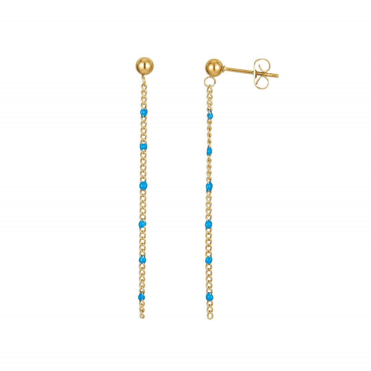 Boucles chaines perles bleues