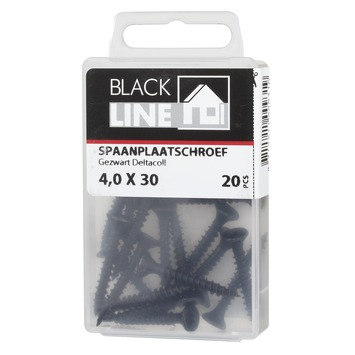 Blackline spaanplaatschroef zwart TX-20 4.0x30 mm 20 stuks
