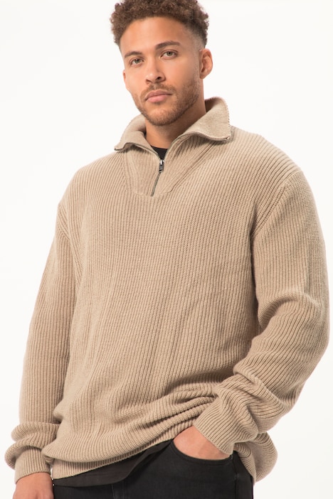 STHUGE Pullover, Wollanteil, Stehkragen mit Zipper, bis 8 XL