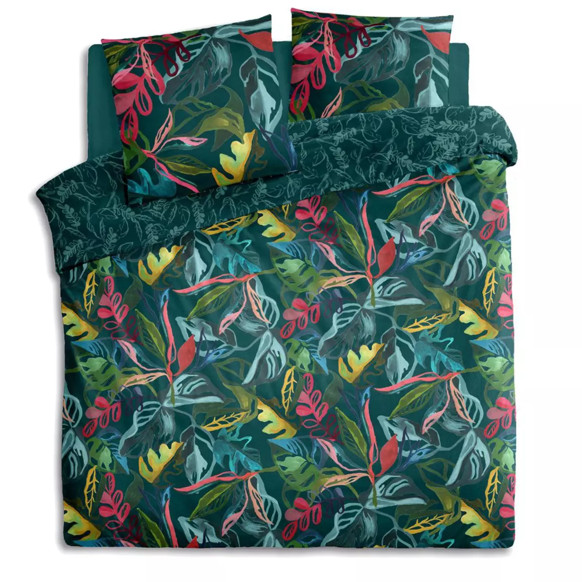 Housse de couette et deux taies coton (240 x 220 cm) Selva Multicolore