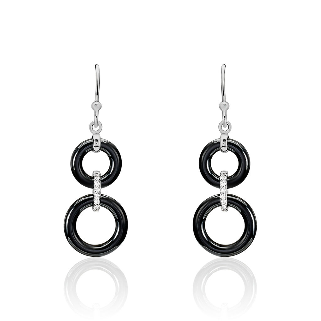 Boucles D'oreilles Pendantes Narcissa Argent Blanc Céramique Et Oxyde
