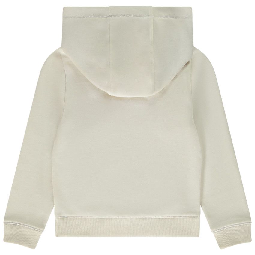 Gilet à capuche en molleton uni pour fille - Ecru