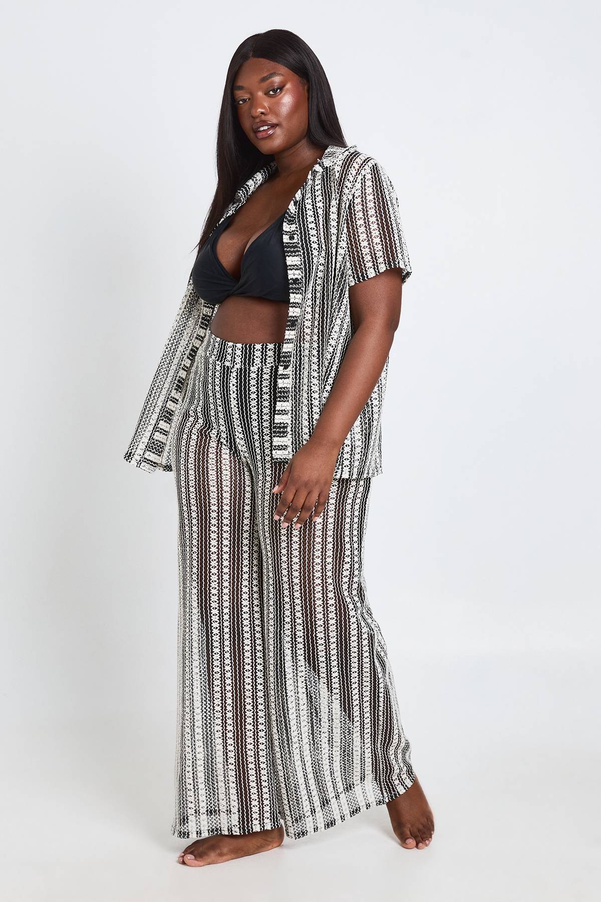 boohoo Pantalon De Plage Grande Taille Au Crochet