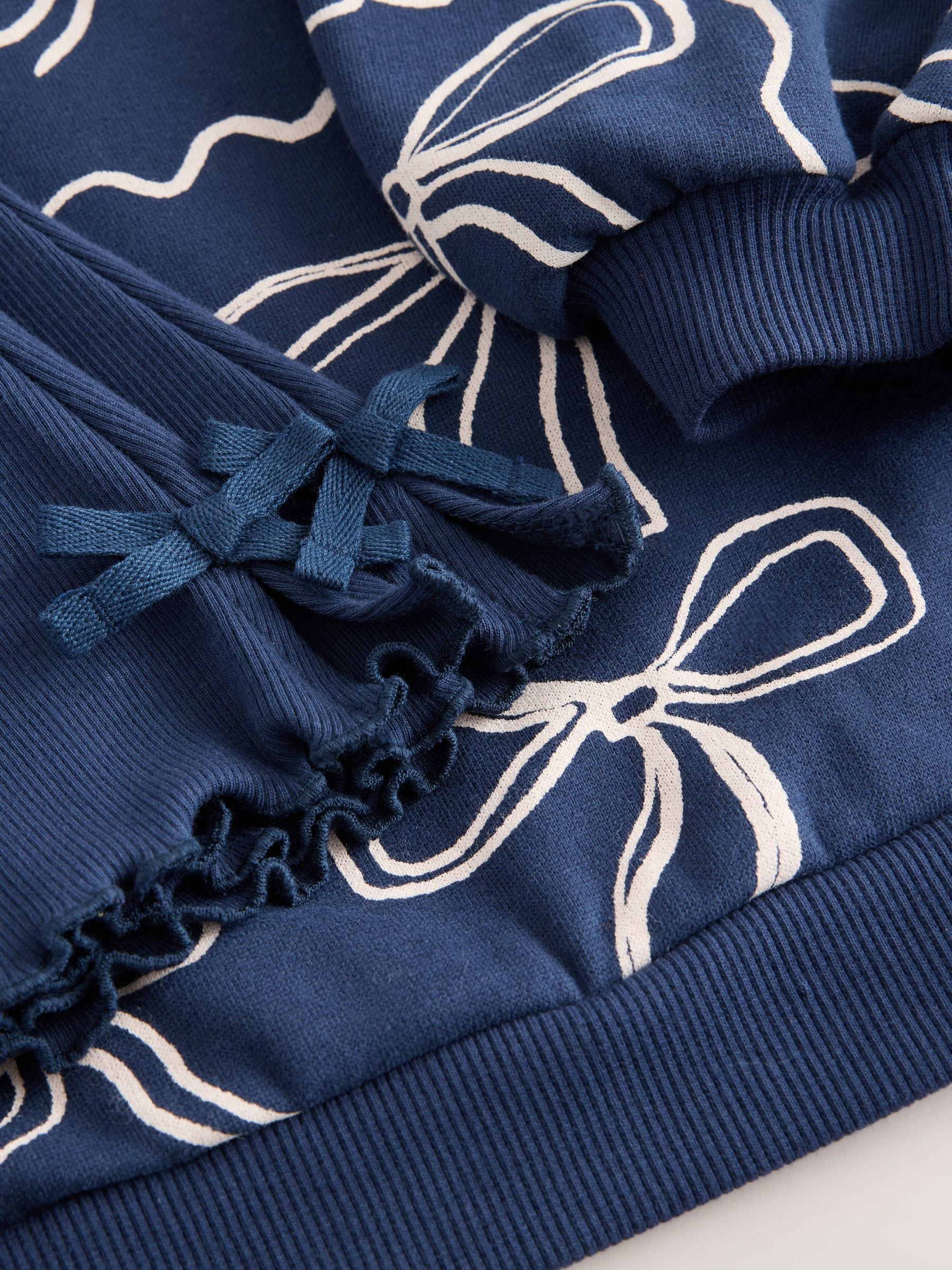 Marineblauwe Strik Print - Set van sweatshirt en uitlopende legging (3mnd -7jr)