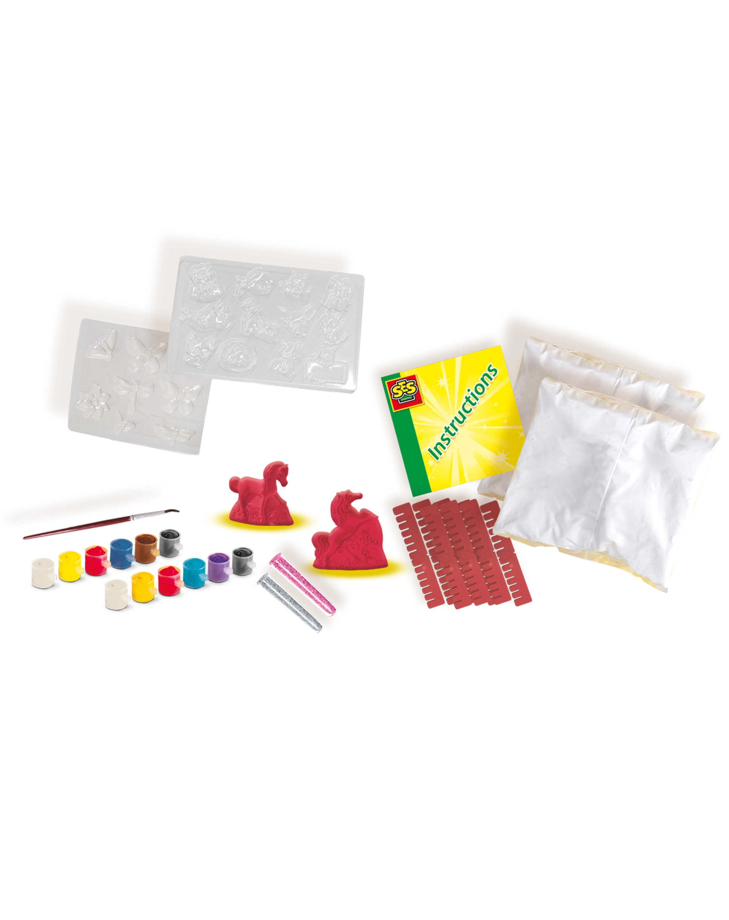 Gips-Bastelset GIESSEN UND ANMALEN 3-IN-1 in bunt