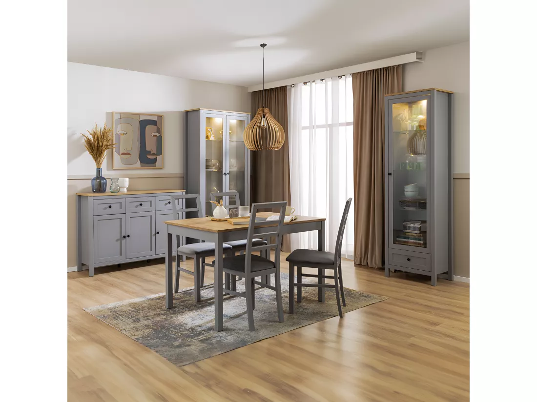Vitrine 1 porte 1 tiroir Juno Gris