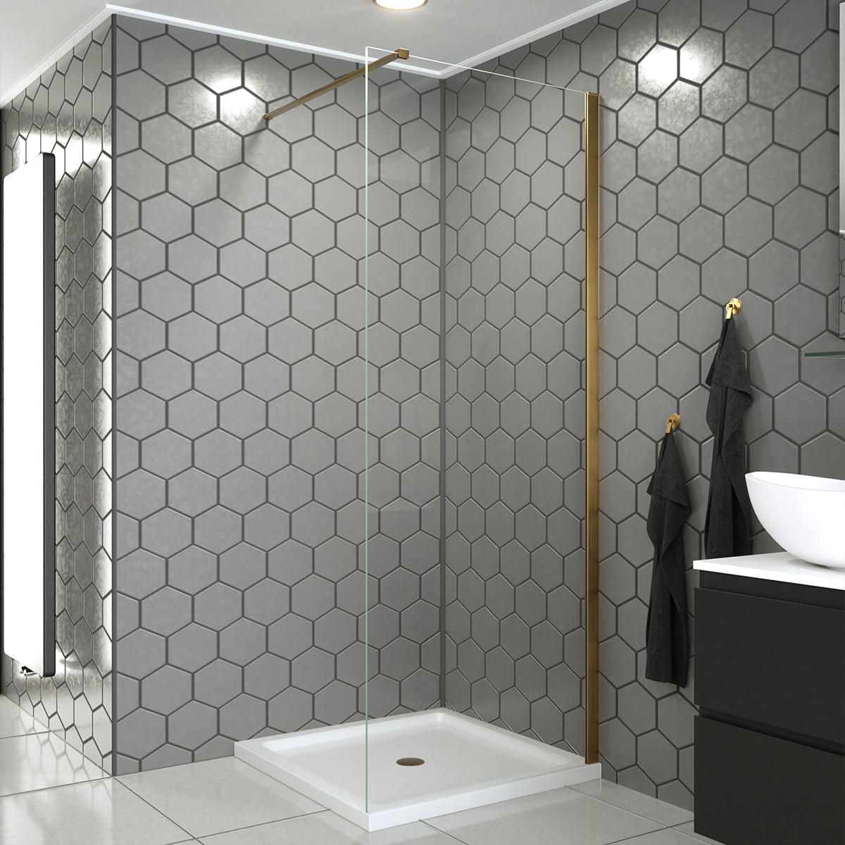 Saniclear Redro Brass douchewand 100cm anti-kalk 8mm geborsteld messing - mat goud