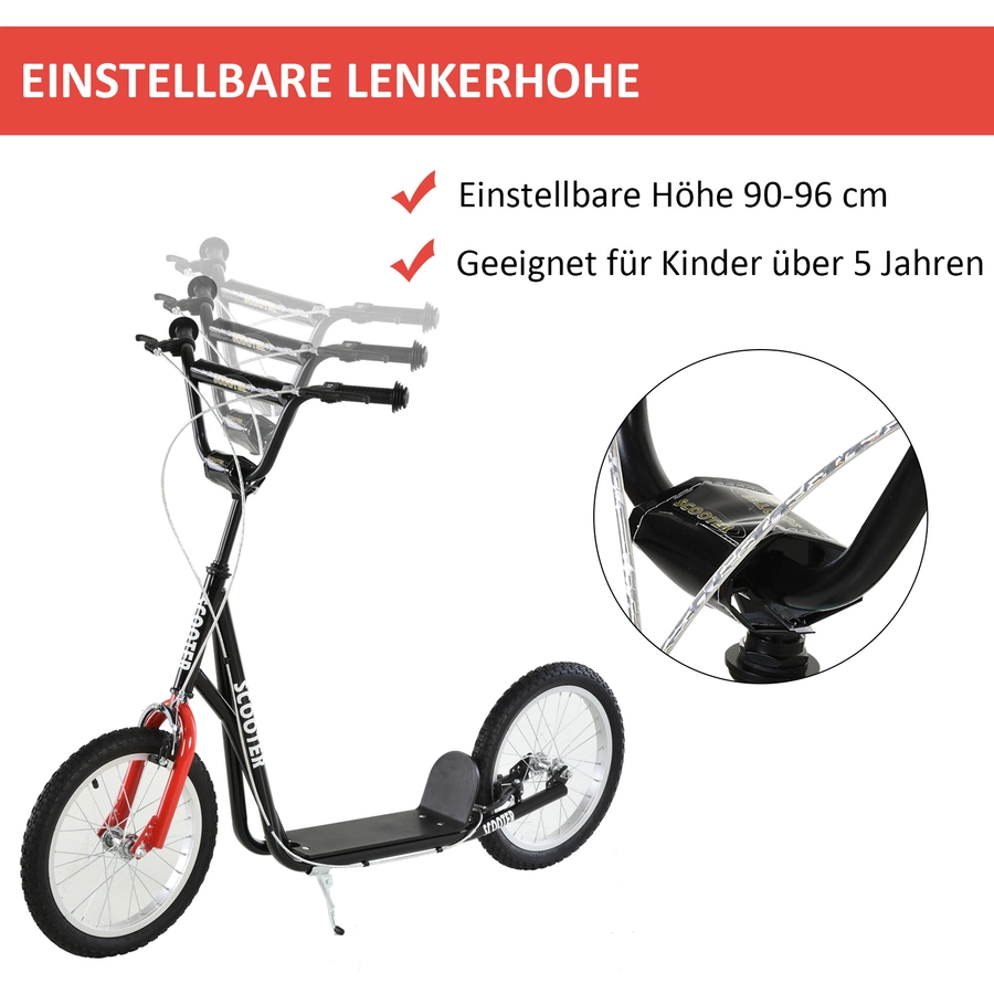 HOMCOM Kinderscooter mit Handbremse schwarz