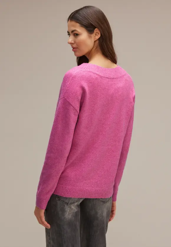 V-Ausschnitt Pullover - cozy pink melange