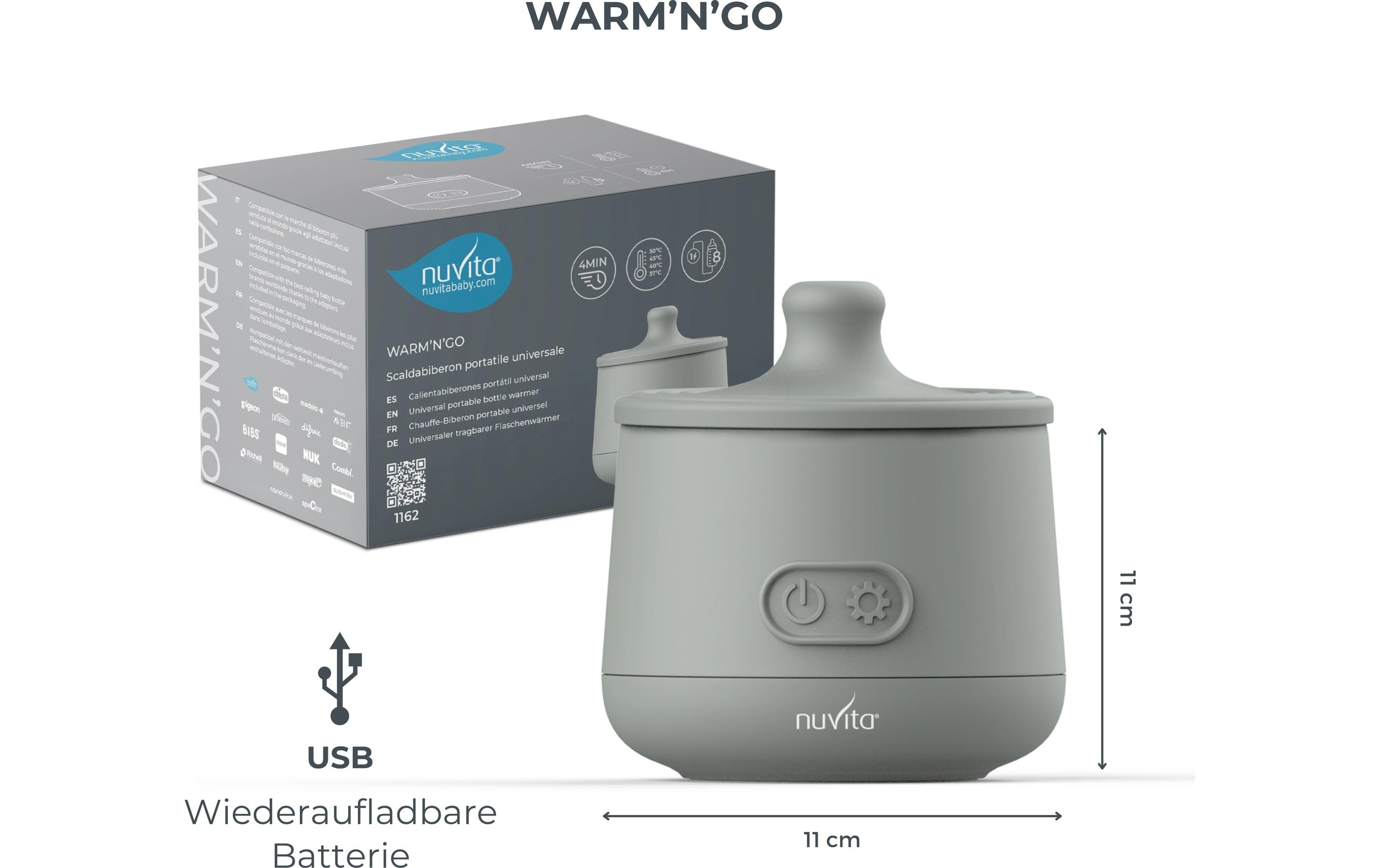 Flaschenwärmer inkl. 6 Adapter GrauAufladbarer Schoppenwärmer für unterwegs