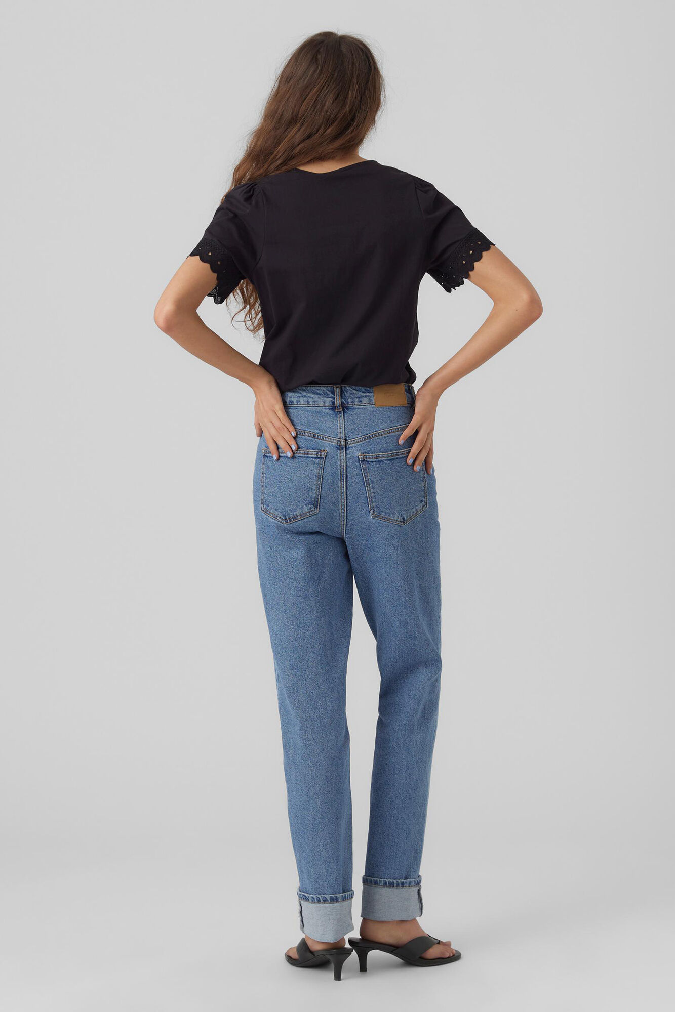 Blusa de algodão de manga curta - Preta