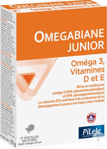 PiLeJe Omegabiane Junior Goût Orange Citron 27 Pastilles Gélifiées
