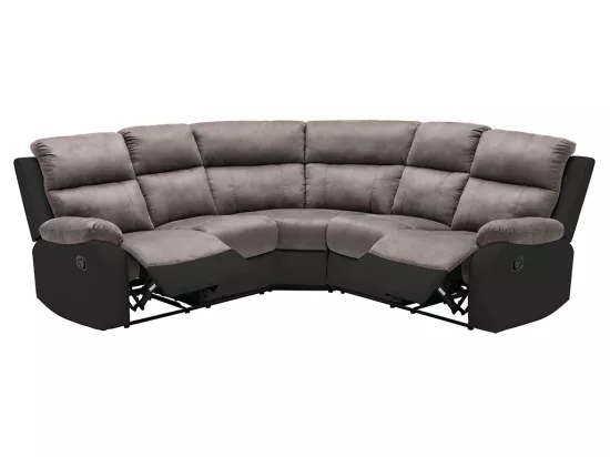 Canapé d'angle relax gris et noir en microfibre et simili TOLZANO