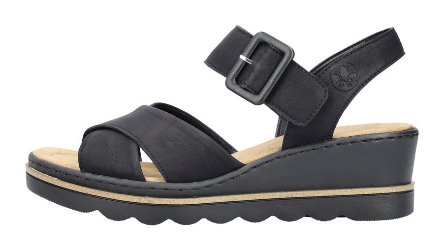 Rieker Keilsandalette  , Sommerschuh, Sandale, Keilabsatz, mit gekreuzten Bandagen