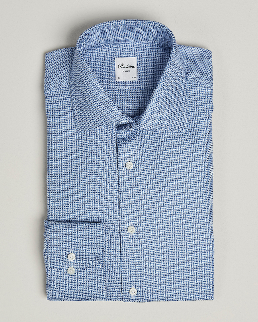 Stenströms Regular Fit Diagonal Cut Away Shirt Blue