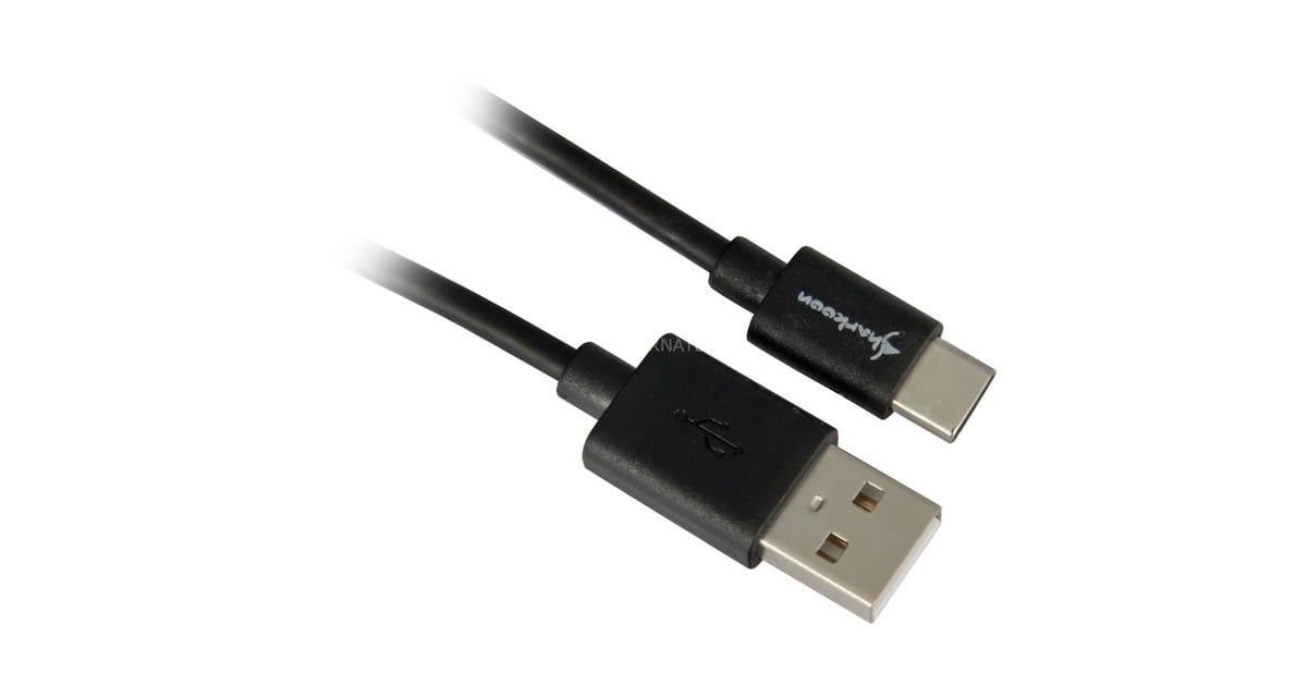 SharkoonUSB-A 2.0 - USB-C kabel  (Zwart, 1 meter)