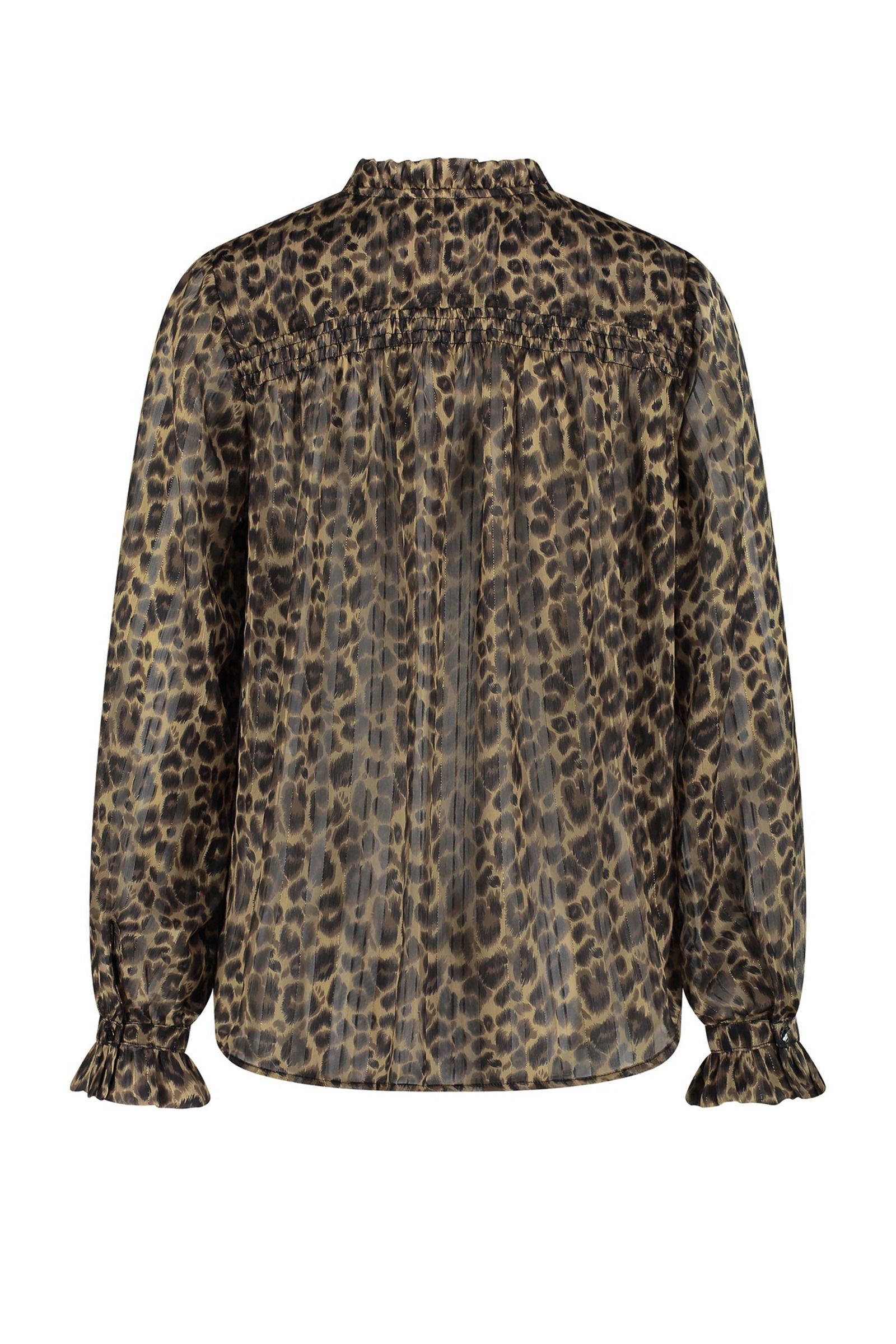 NUKUS blouse Jenna met panterprint bruin