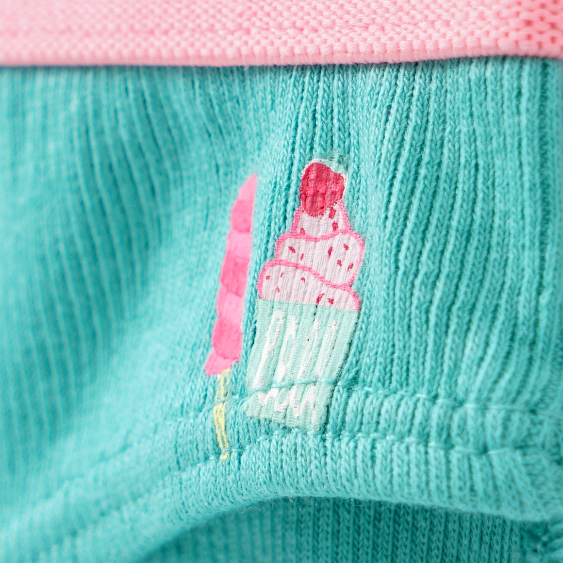 Famy 5 Mädchen Slips mit Rippstruktur weiss / helltürkis / rosa