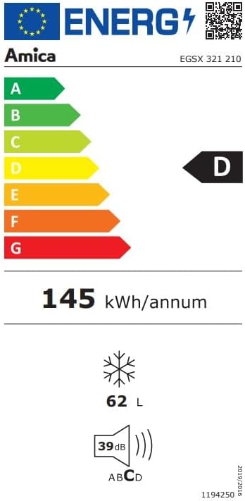 Amica EGSX 321 210 Gefrierschrank, 712 mm Nische, Festtür-Technik, Energieeffizienzklasse D