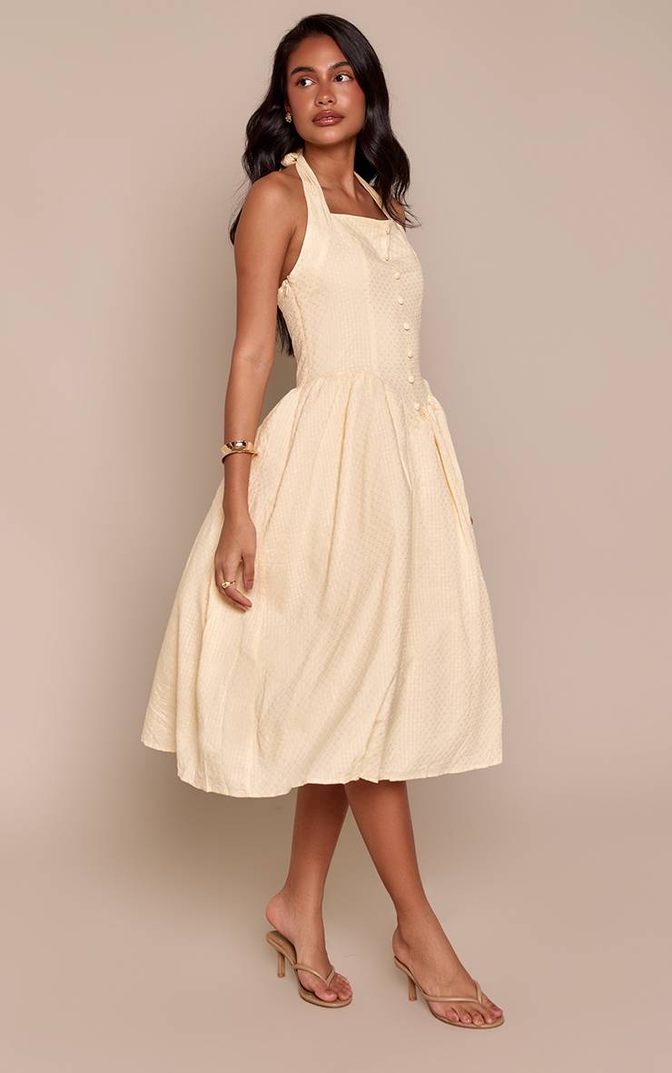 Citron Robe Midaxi Dos-nu En Coton Brodé