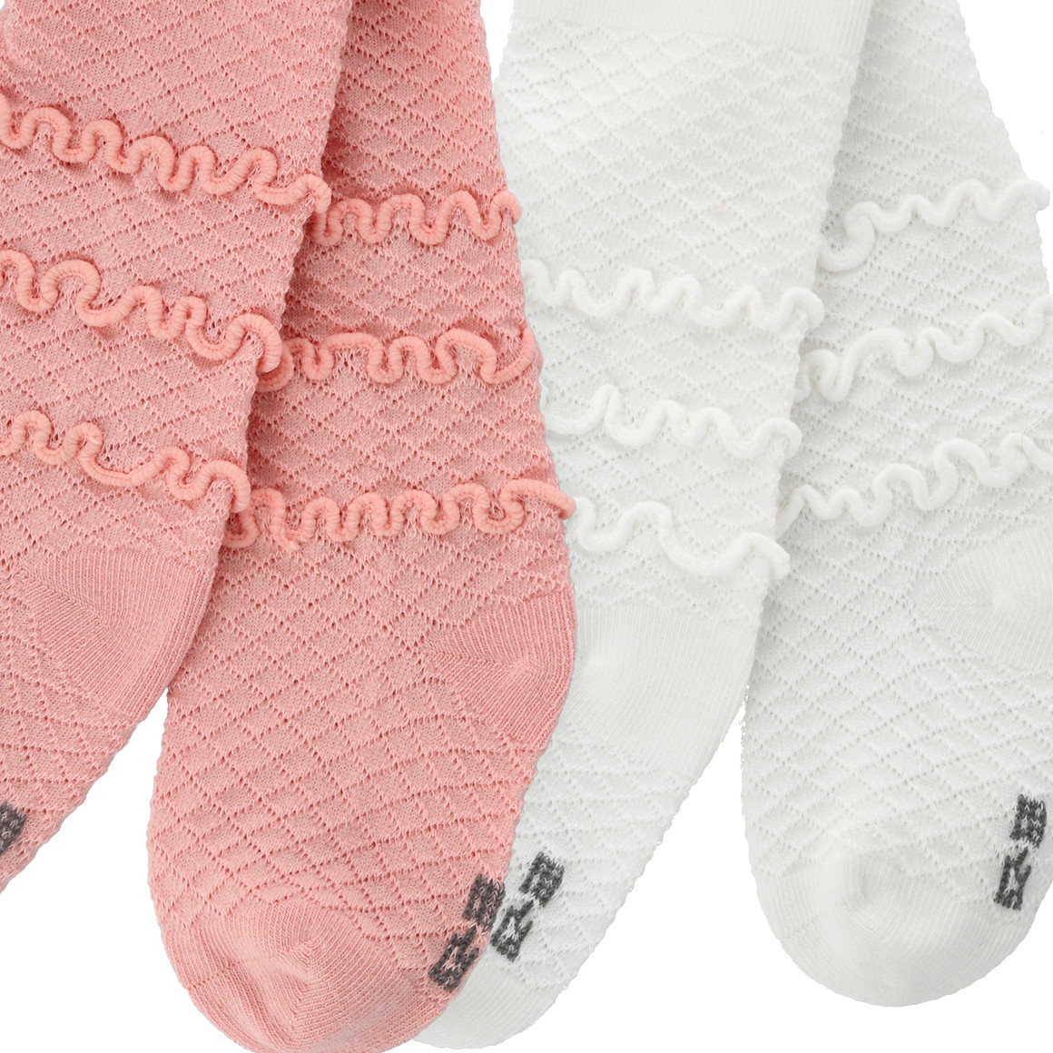 Topomini 2 Baby Strumpfhosen mit Strukturmuster weiss / rosa
